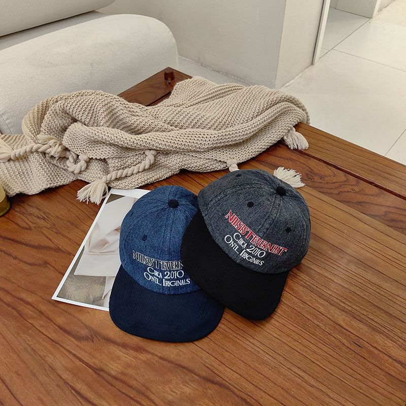 Cap Corduroy Embroidered Lettering