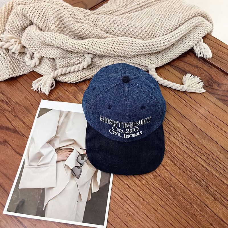 Cap Corduroy Embroidered Lettering