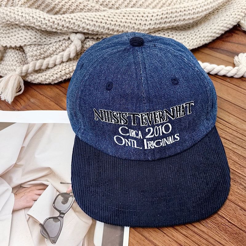 Cap Corduroy Embroidered Lettering