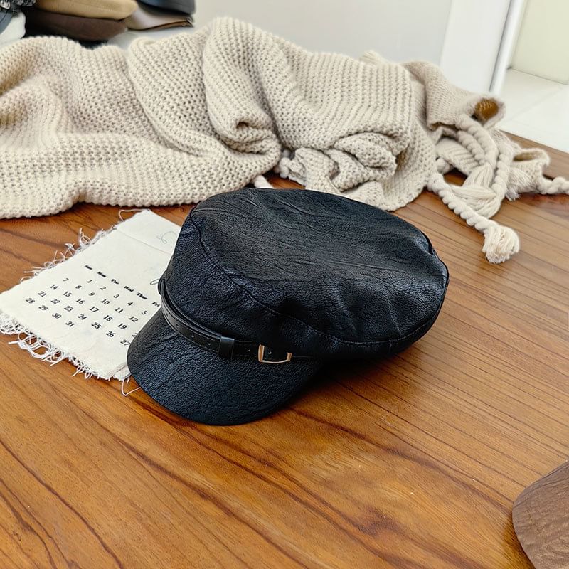 Belt Leather Faux Cap Military