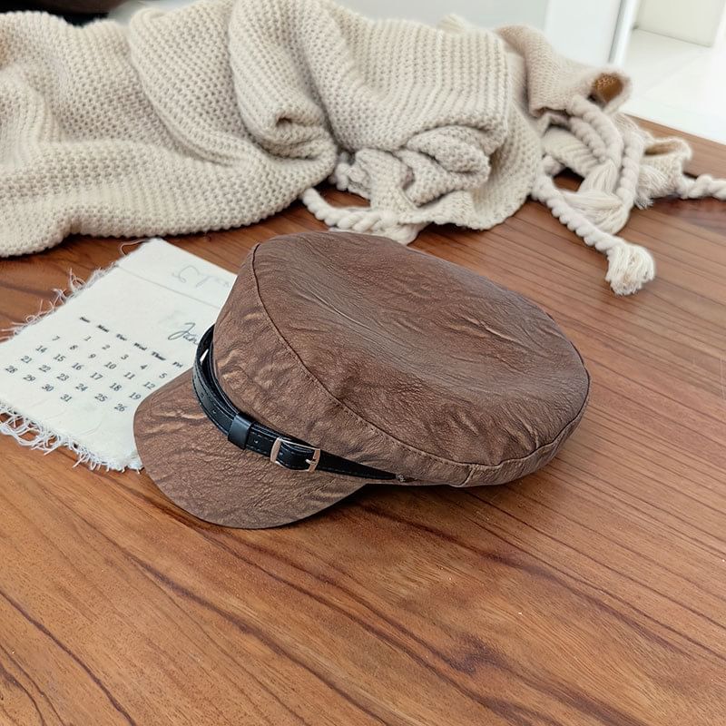 Belt Leather Faux Cap Military