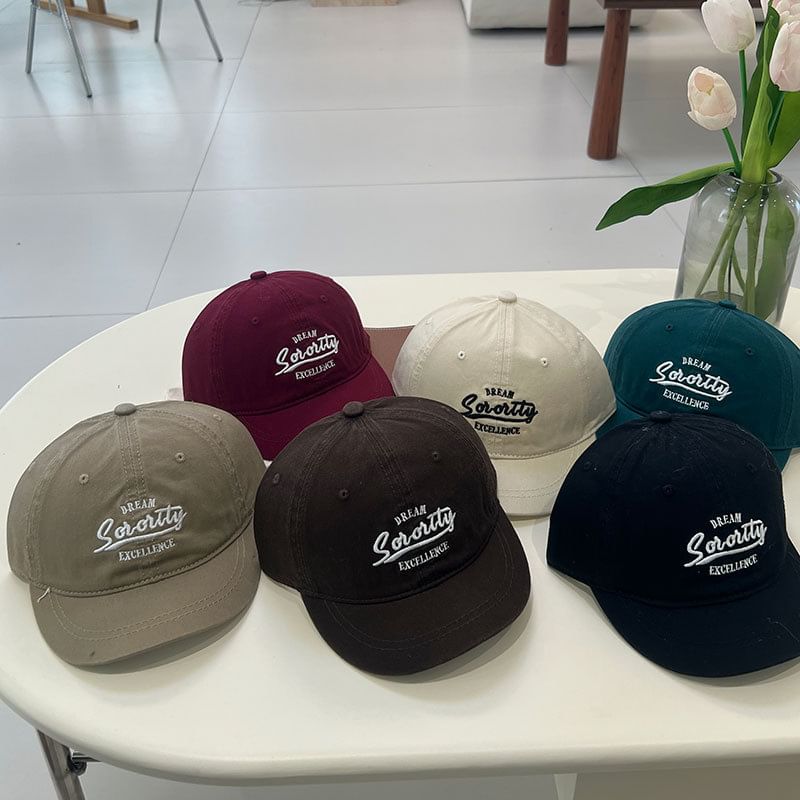 Cap Brim Lettering Embroidered Short