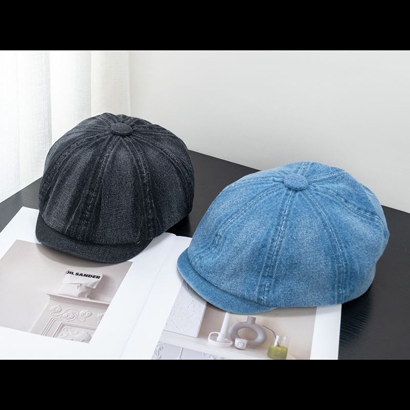 Short Denim Cap Newsboy Brim