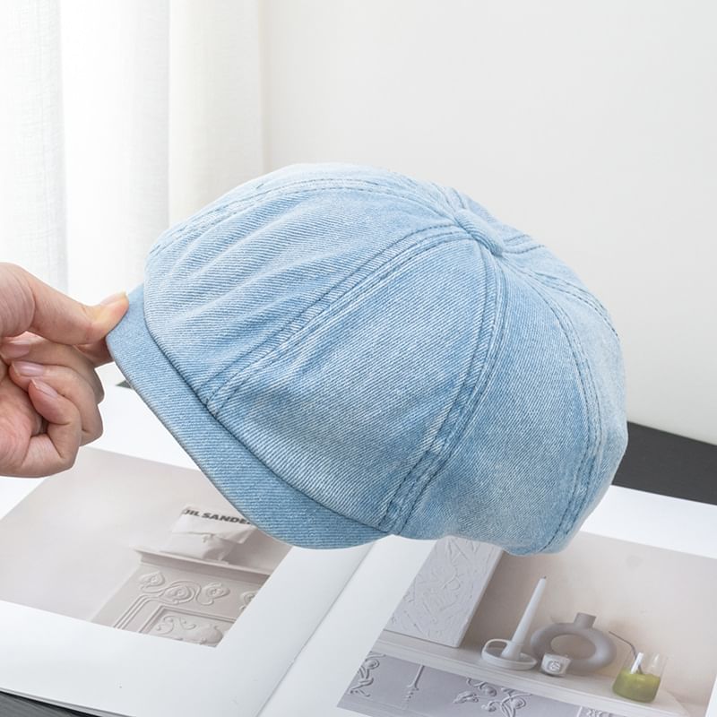 Short Denim Cap Newsboy Brim