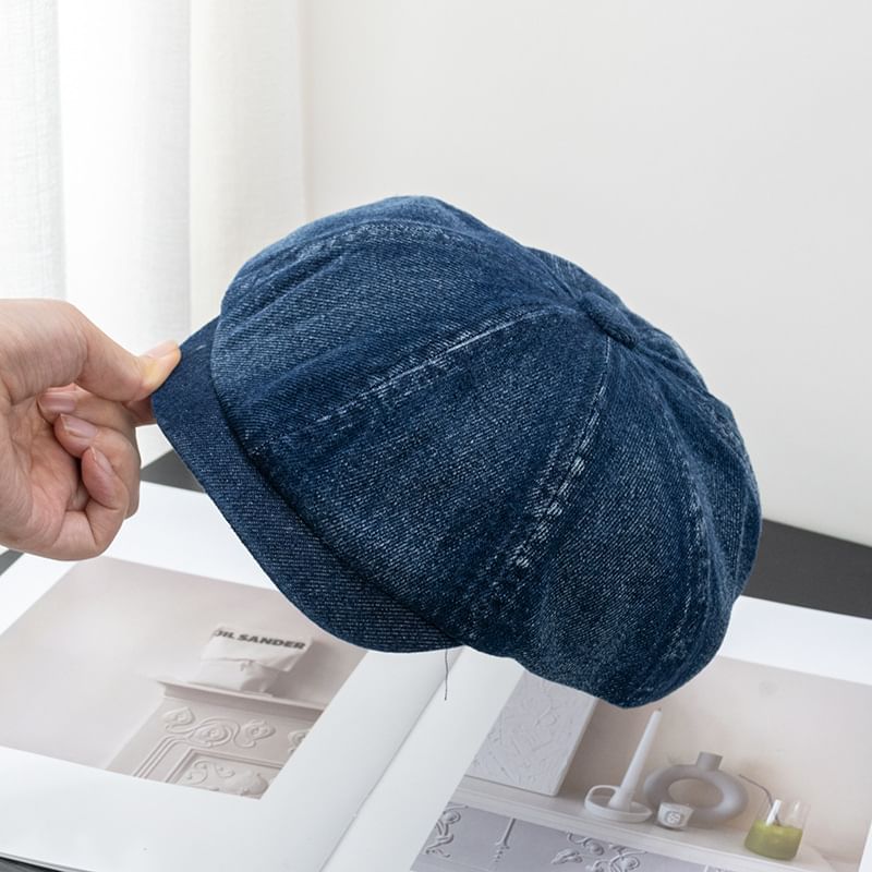 Short Denim Cap Newsboy Brim