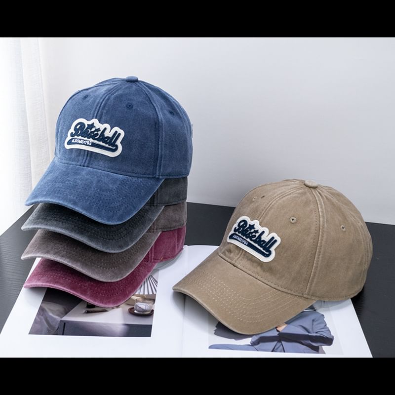 Baseball Embroidered Curved Cotton Cap Brim Vintage Washed