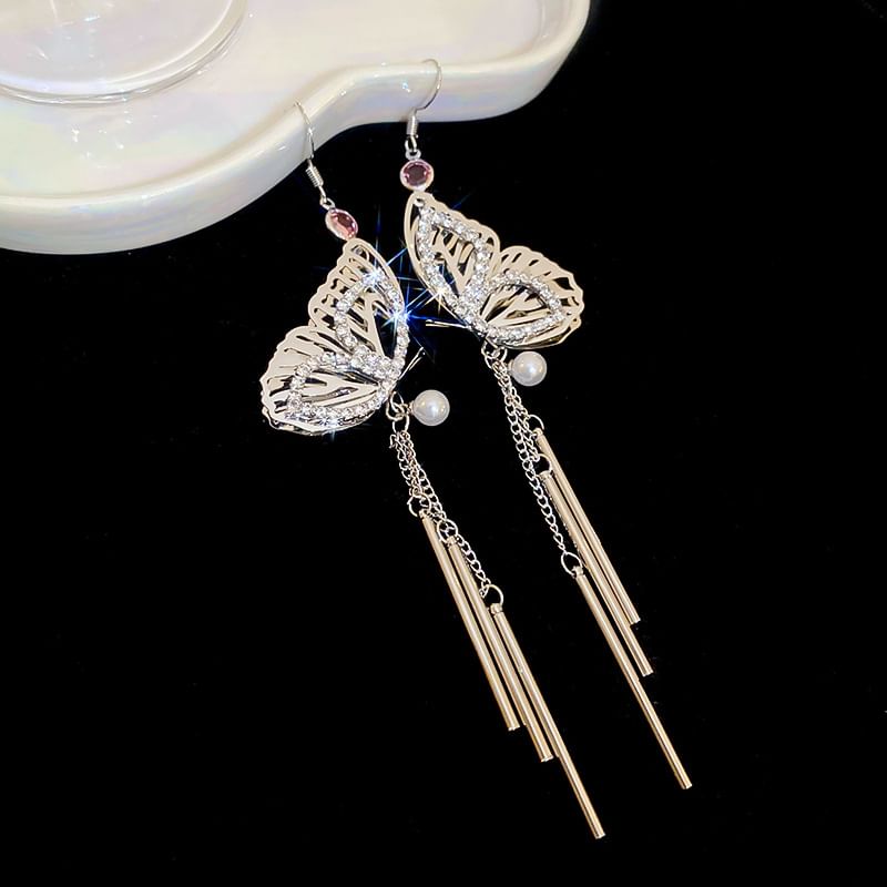 Butterfly Earring Necklace Fringed /