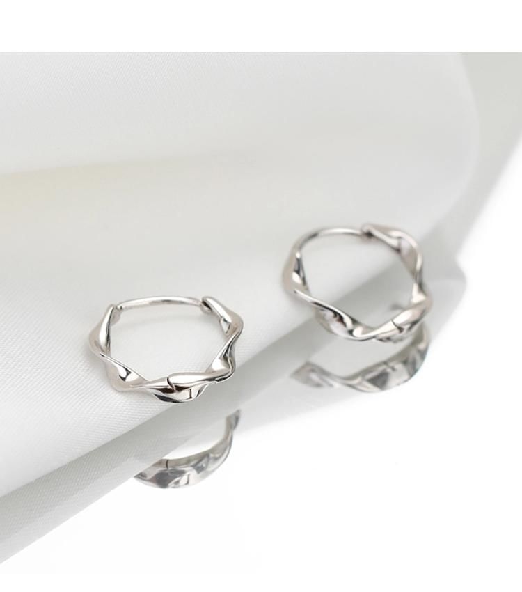 Sterling Wavy Earring Silver Hoop
