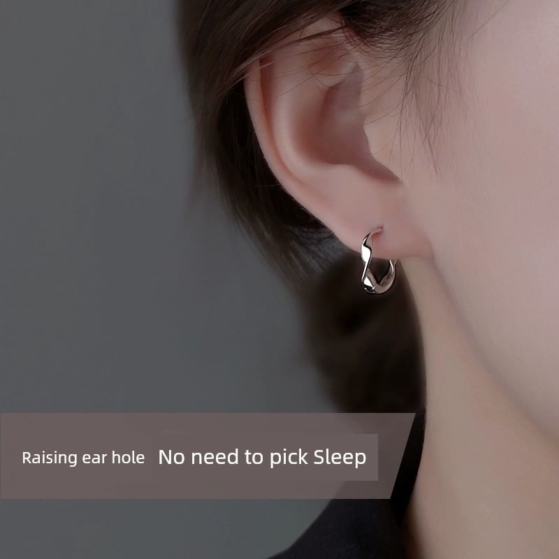 Sterling Wavy Earring Silver Hoop