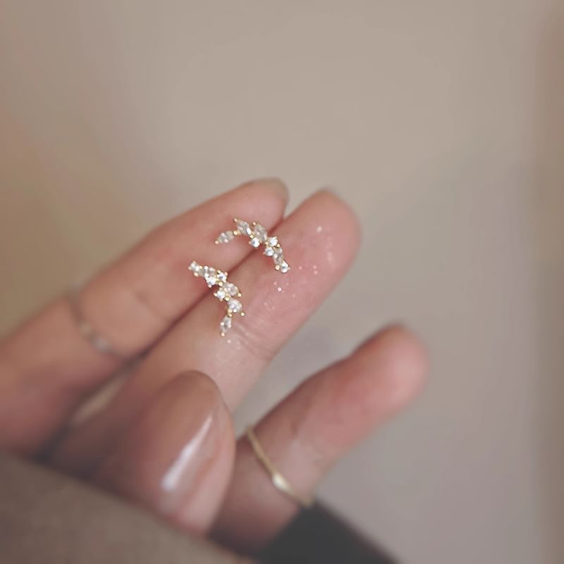 Ear Silver Stud Rhinestone Sterling