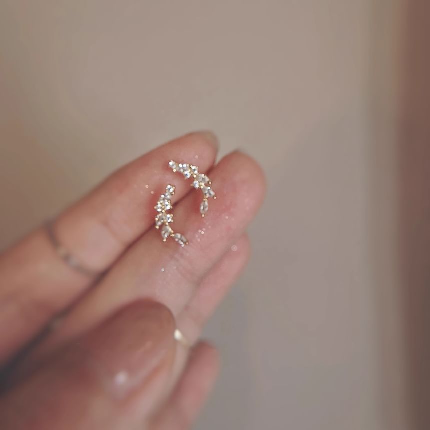 Ear Silver Stud Rhinestone Sterling