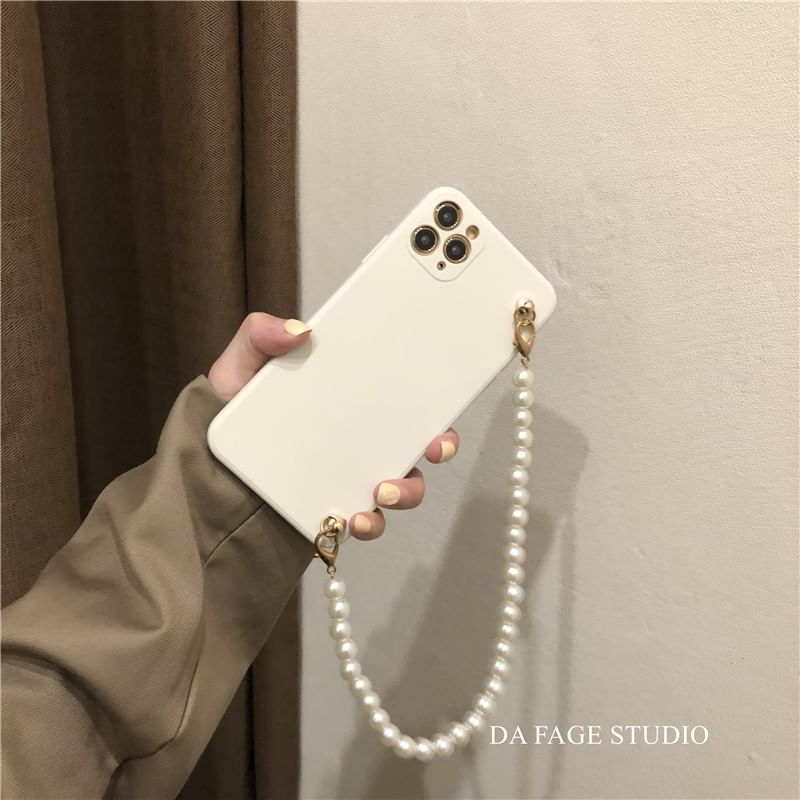 Phone Case Faux Strap Pearl