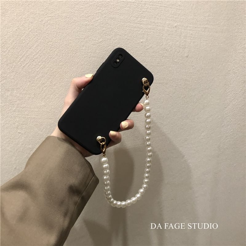 Phone Case Faux Strap Pearl