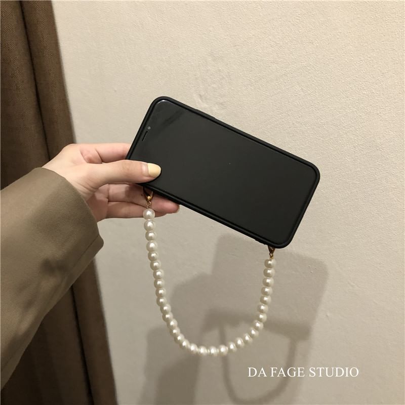 Phone Case Faux Strap Pearl