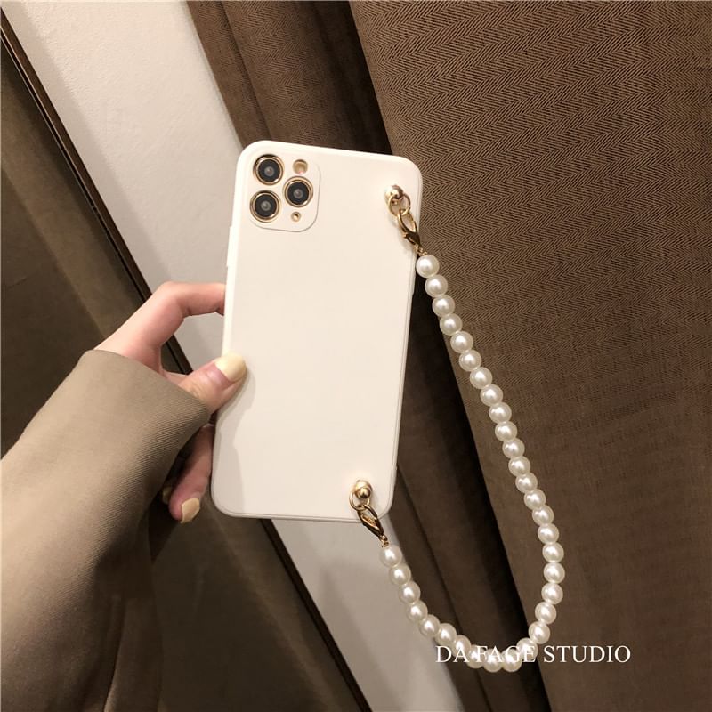 Phone Case Faux Strap Pearl
