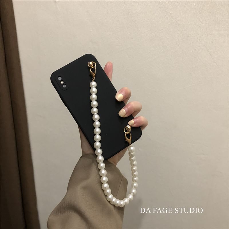 Phone Case Faux Strap Pearl