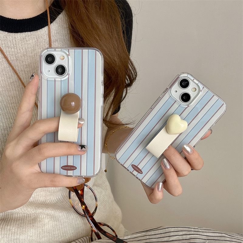 Striped Finger Strap Case Phone