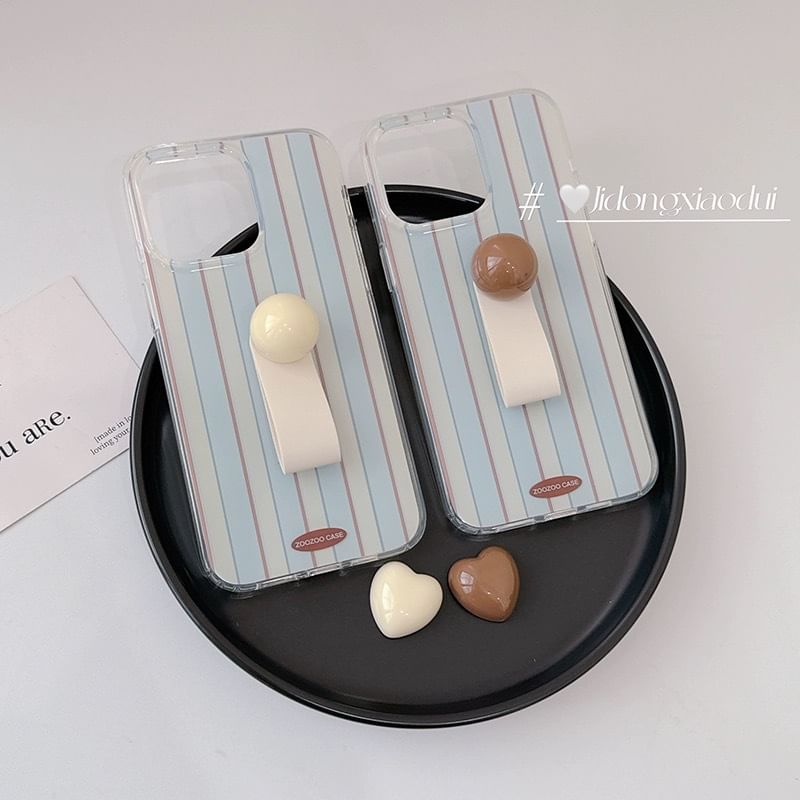 Striped Finger Strap Case Phone