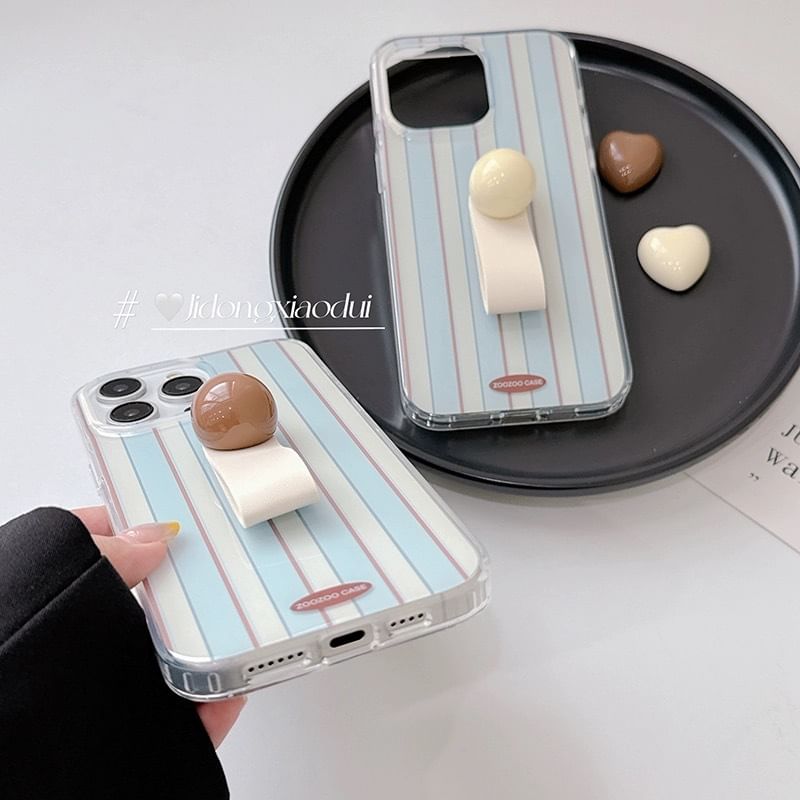 Striped Finger Strap Case Phone