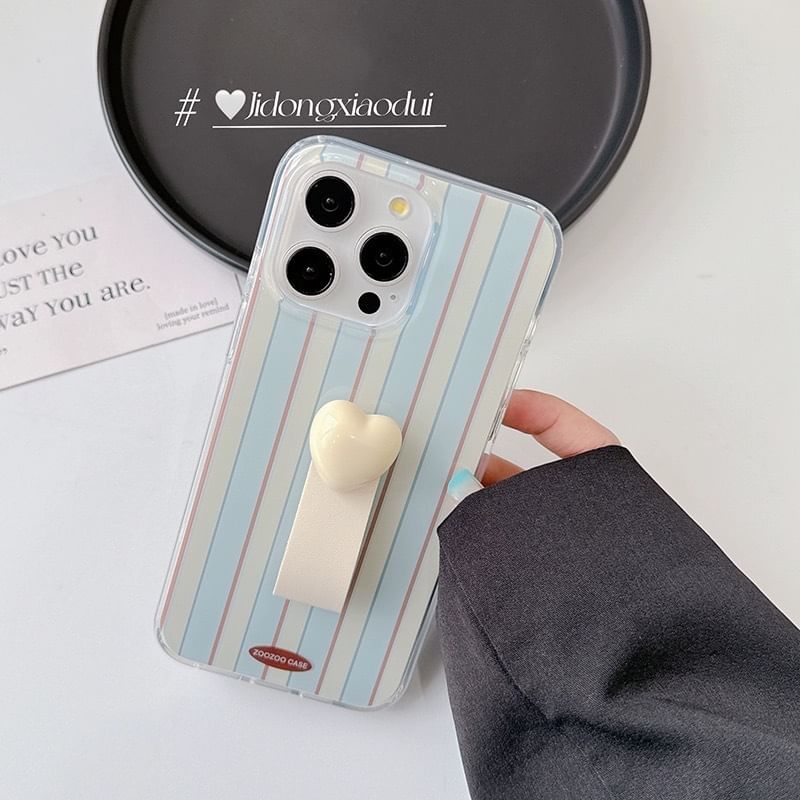 Striped Finger Strap Case Phone