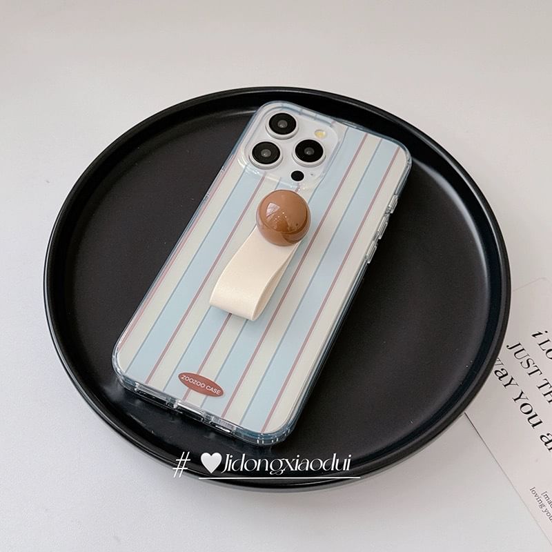 Striped Finger Strap Case Phone