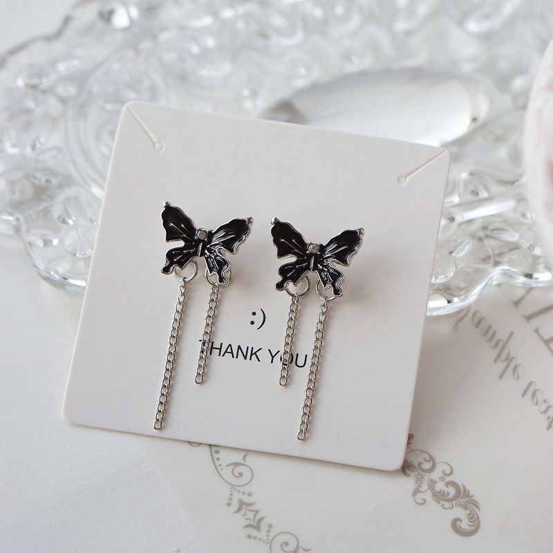 On Clip Enamel Drop Butterfly / Earring