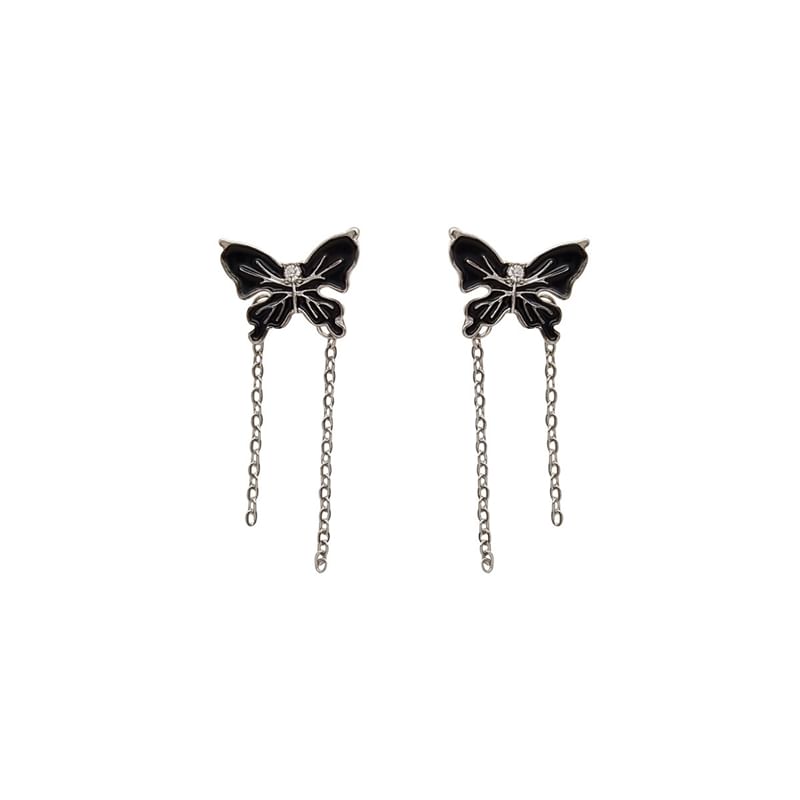 On Clip Enamel Drop Butterfly / Earring