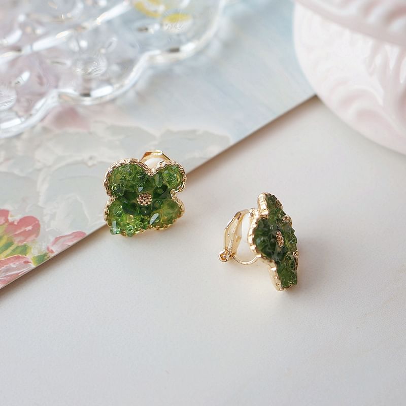 Flower Clip On Butterfly Stud / Earring
