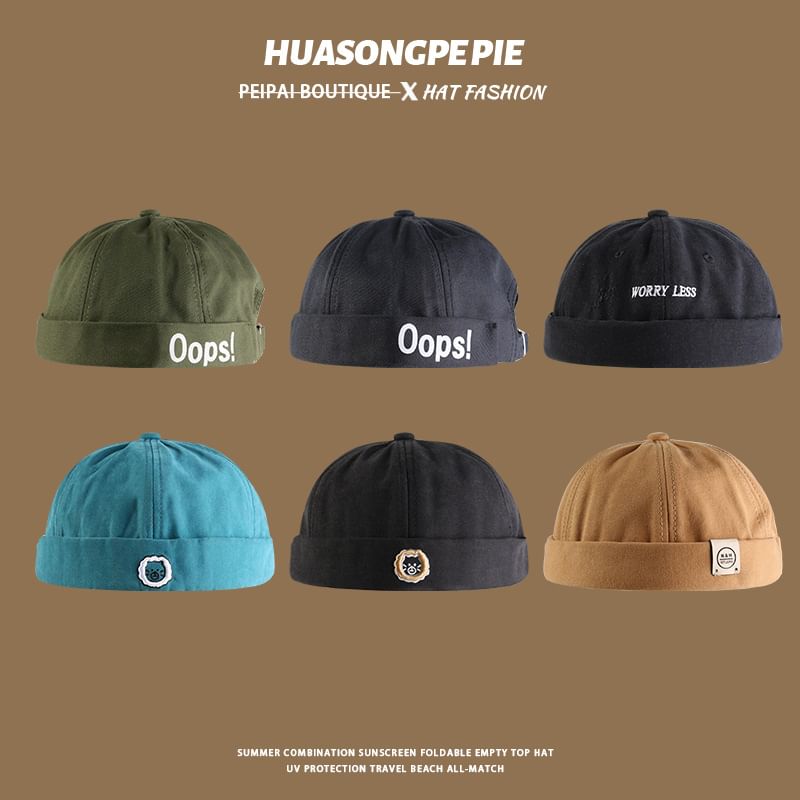 Letter Cap Embroidered Brimless