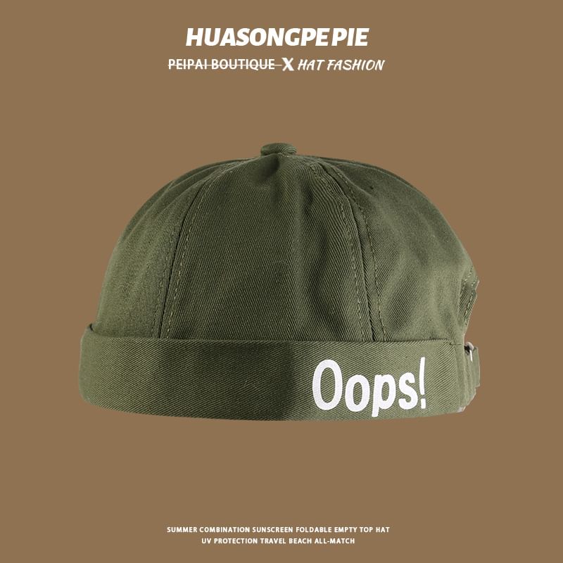 Letter Cap Embroidered Brimless