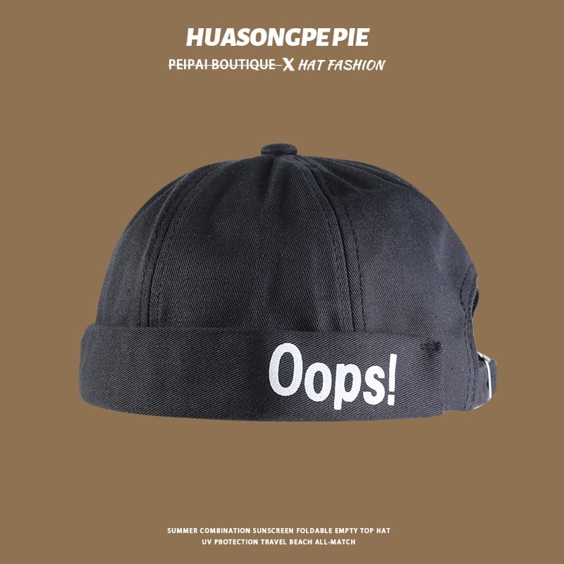 Letter Cap Embroidered Brimless