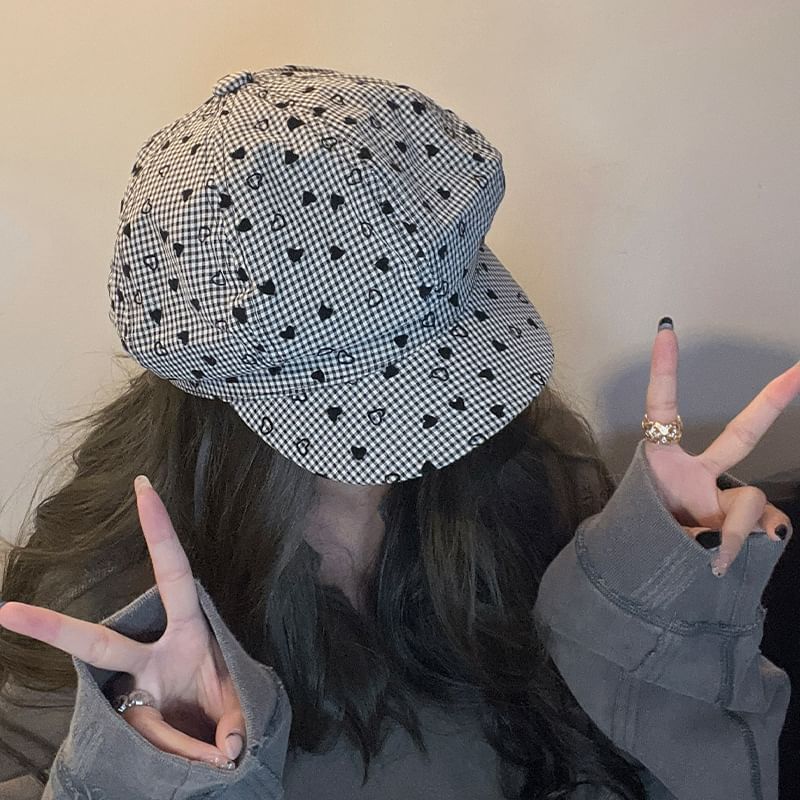 Print Cap Heart Newsboy