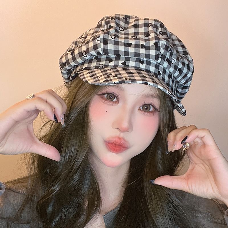 Print Cap Heart Newsboy