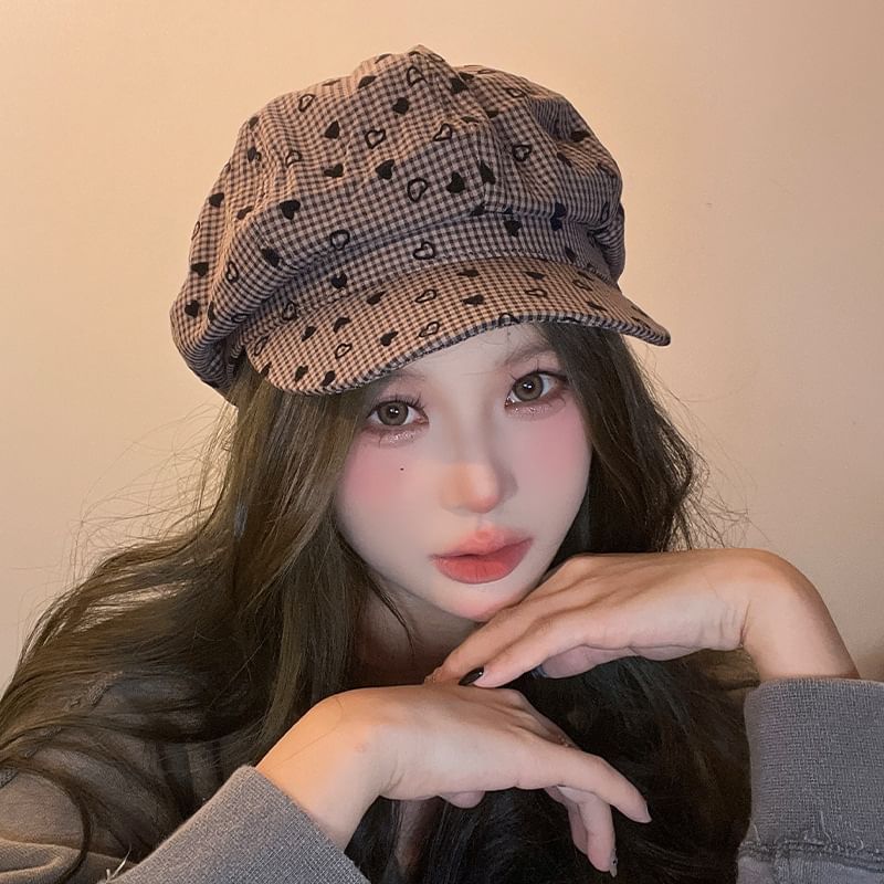 Print Cap Heart Newsboy
