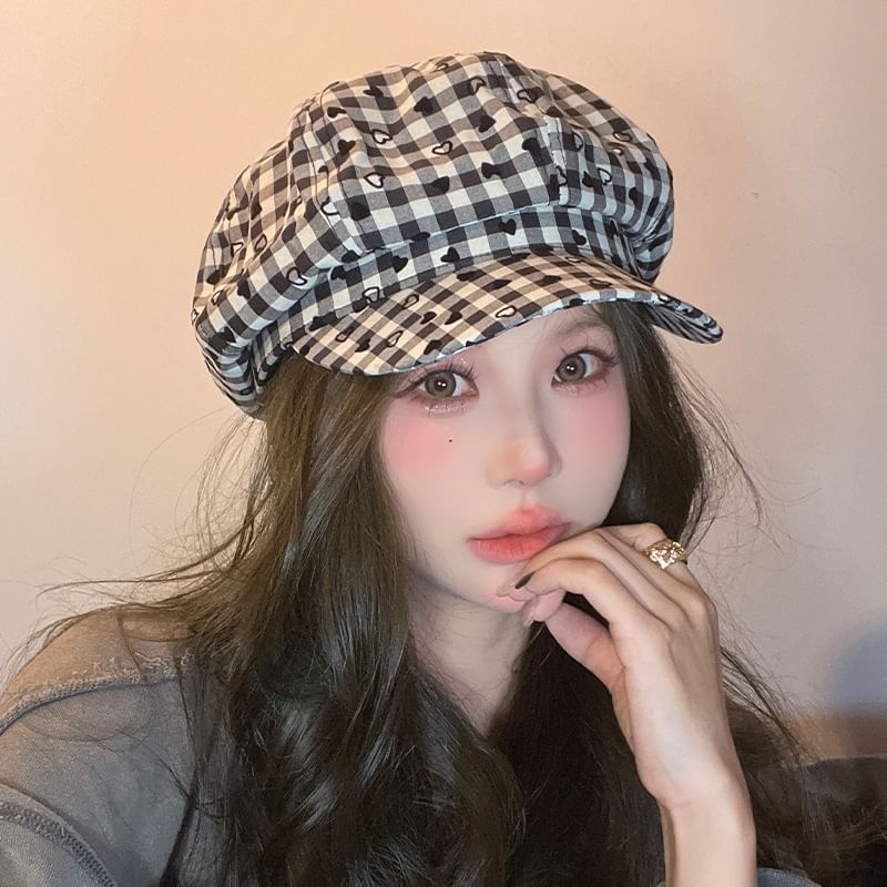 Print Cap Heart Newsboy