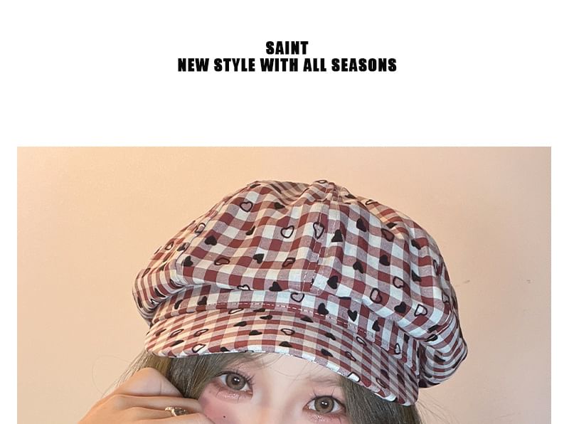 Print Cap Heart Newsboy