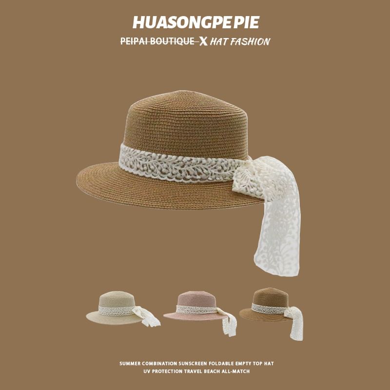 Trim Hat Straw Lace Boater