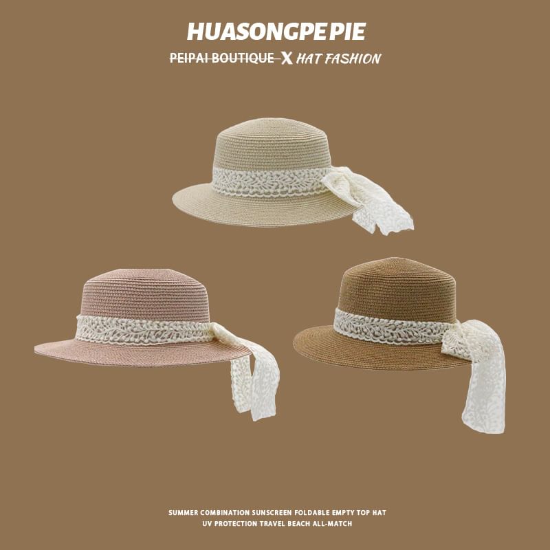 Trim Hat Straw Lace Boater
