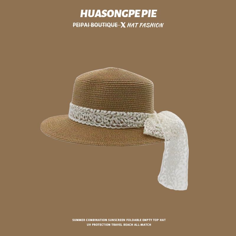 Trim Hat Straw Lace Boater