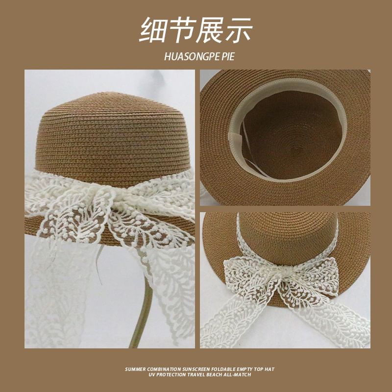 Trim Hat Straw Lace Boater