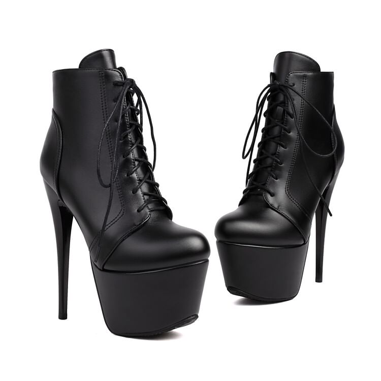 Ankle Lace-Up Stiletto Heel Boots