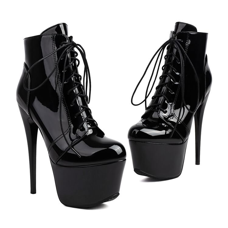 Ankle Lace-Up Stiletto Heel Boots