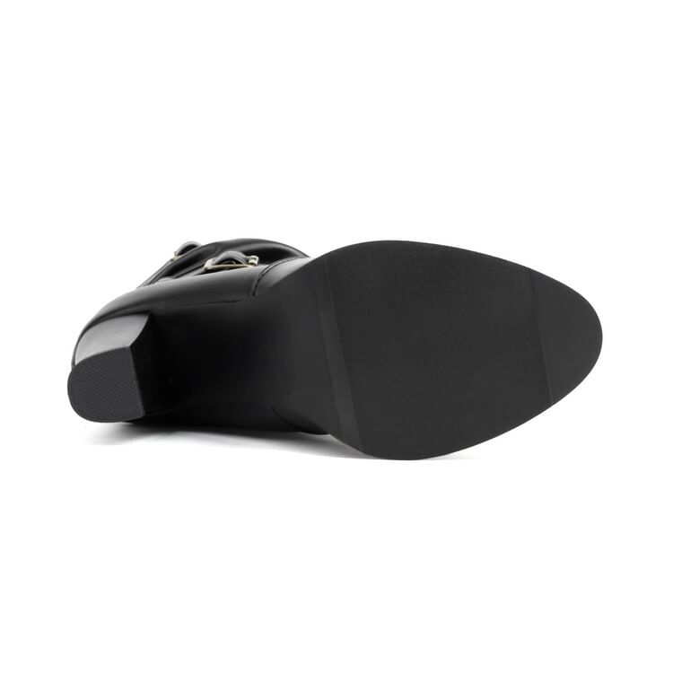 Mid-Calf Boots Buckled Chunky Heel