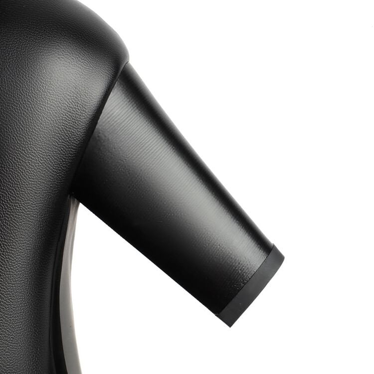 Mid-Calf Boots Buckled Chunky Heel