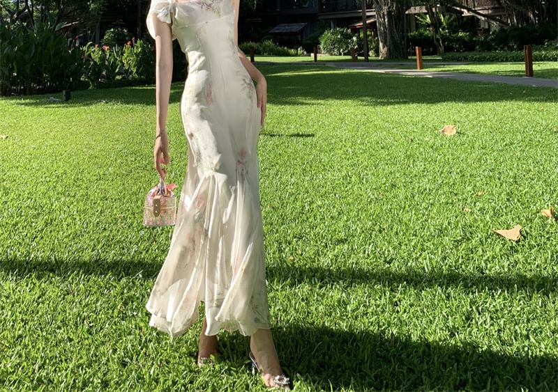 Dress Strap Maxi Floral Spaghetti Mermaid