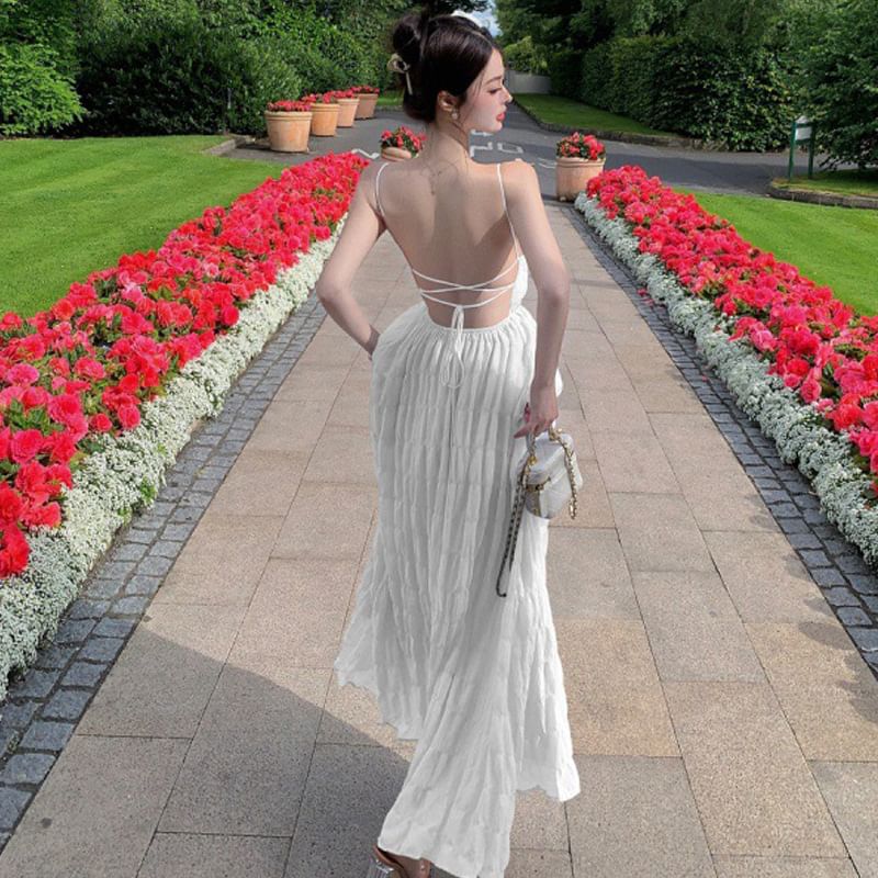 Spaghetti Strap Sundress Plain Maxi