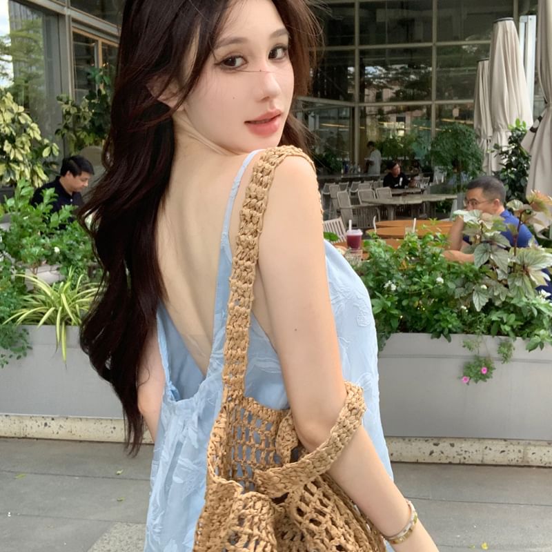 Sundress Leaf Spaghetti Strap Maxi Print