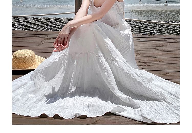 Back Plain Dress Sleeveless Trim A-Line Lace Maxi Open