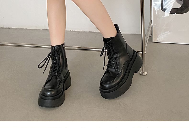 Lace-Up Platform Short Boots