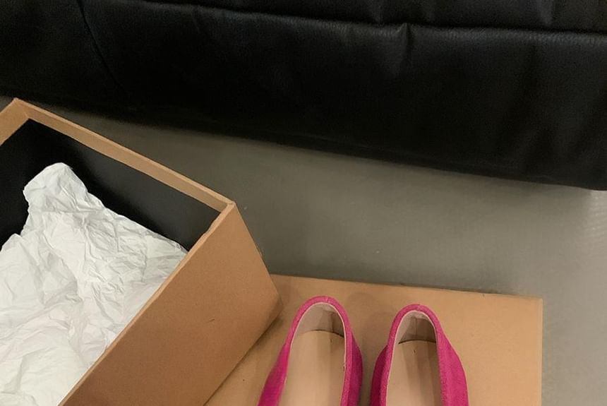 Plain Flats Suede Bow Accent Faux